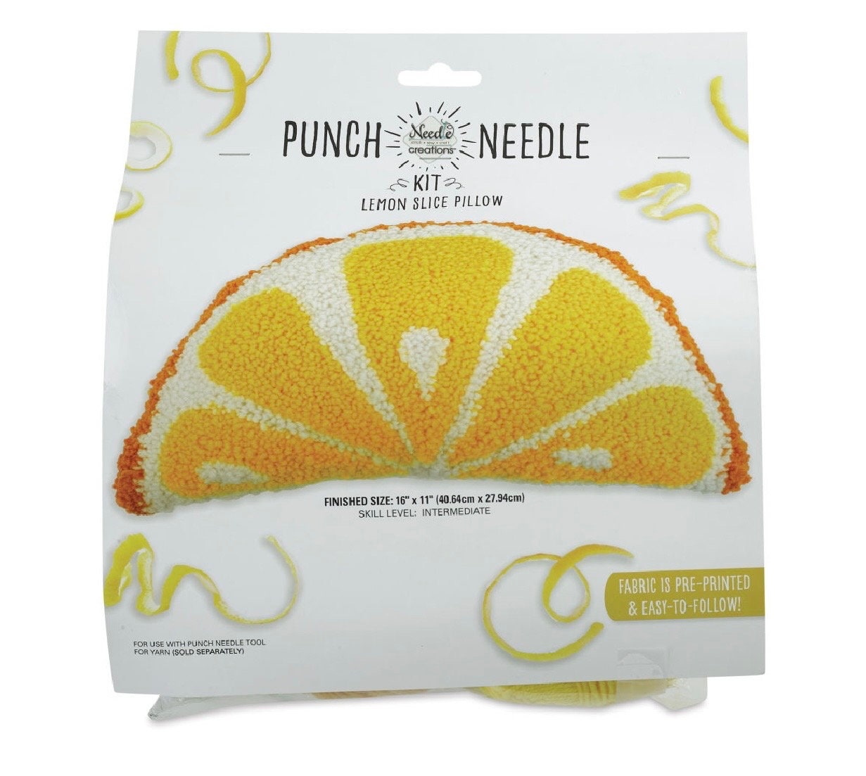 Fabric Editions Needle Creations™ Lemon Slice Punch Needle Pillow Kit (Finished Size 16"x11")