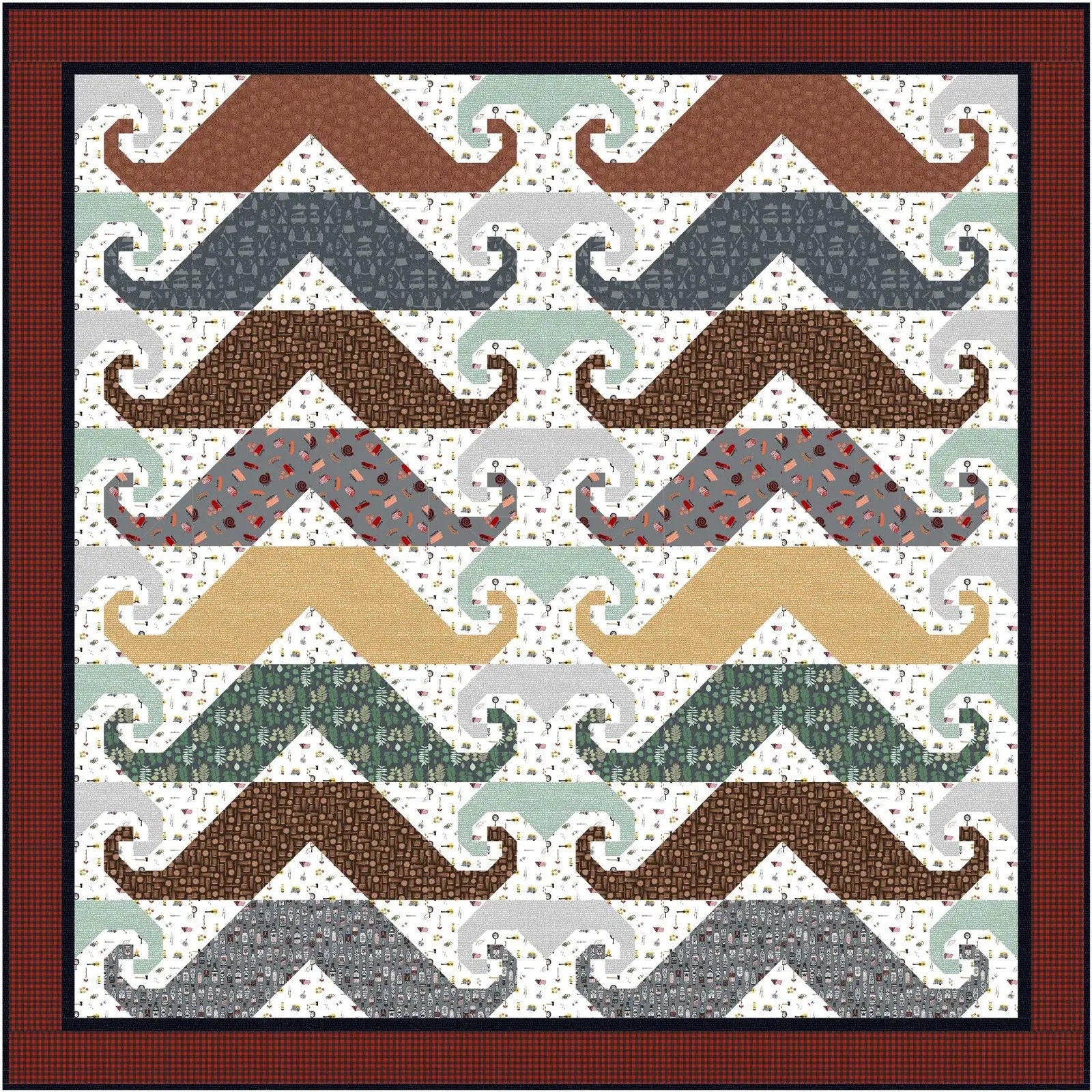 Tourmaline & Thyme Mustache Quilt Pattern Finished Size: 74"x74"