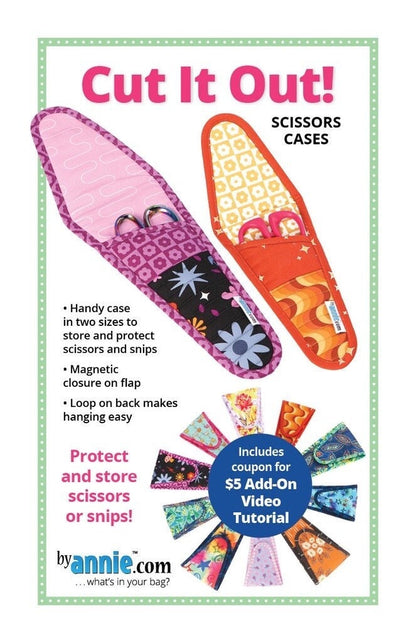 ByAnnie Cut It Out Scissor Pouch Pattern (2 Size Variations Per Pattern) (14 Colors of 18"x54" Mesh Packs Sold Separately)