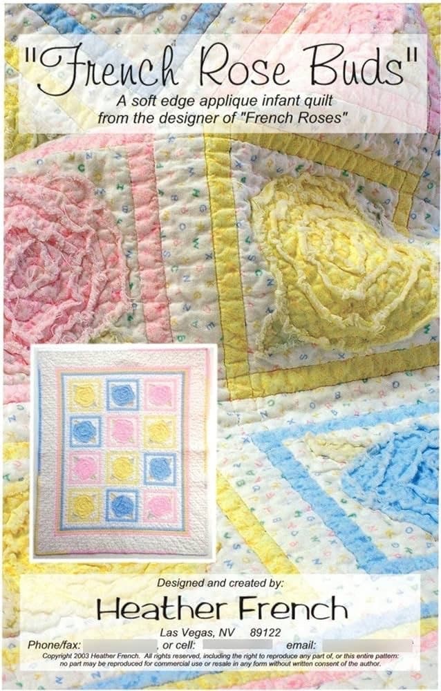 Heather French Vintage Meadow Artworks French Rose Buds Quilt Pattern (Finished Size: 31"x38")