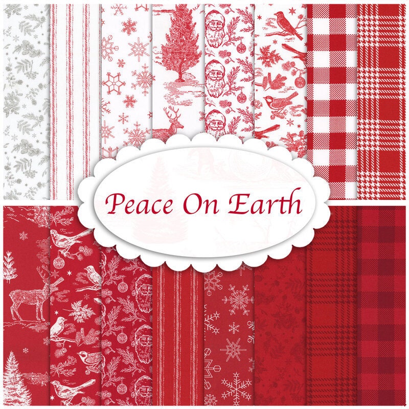 WIDEBACKS! Riley Blake Peace on Earth Fabric Collection White Snowflakes Wideback ( 107"-108" Width) Premium 100% Cotton Fabrics