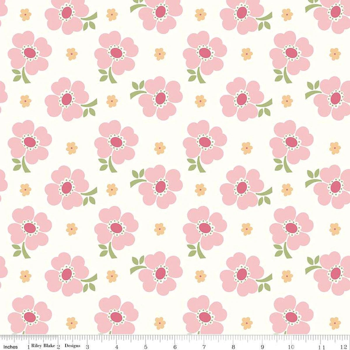 WIDEBACKS! Riley Blake Lori Holt Bee Vintage Fabric Collection Pink Flowers Wideback ( 107"-108" Width) Premium 100% Cotton Fabrics