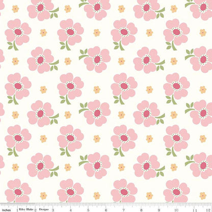 WIDEBACKS! Riley Blake Lori Holt Bee Vintage Fabric Collection Pink Flowers Wideback ( 107"-108" Width) Premium 100% Cotton Fabrics