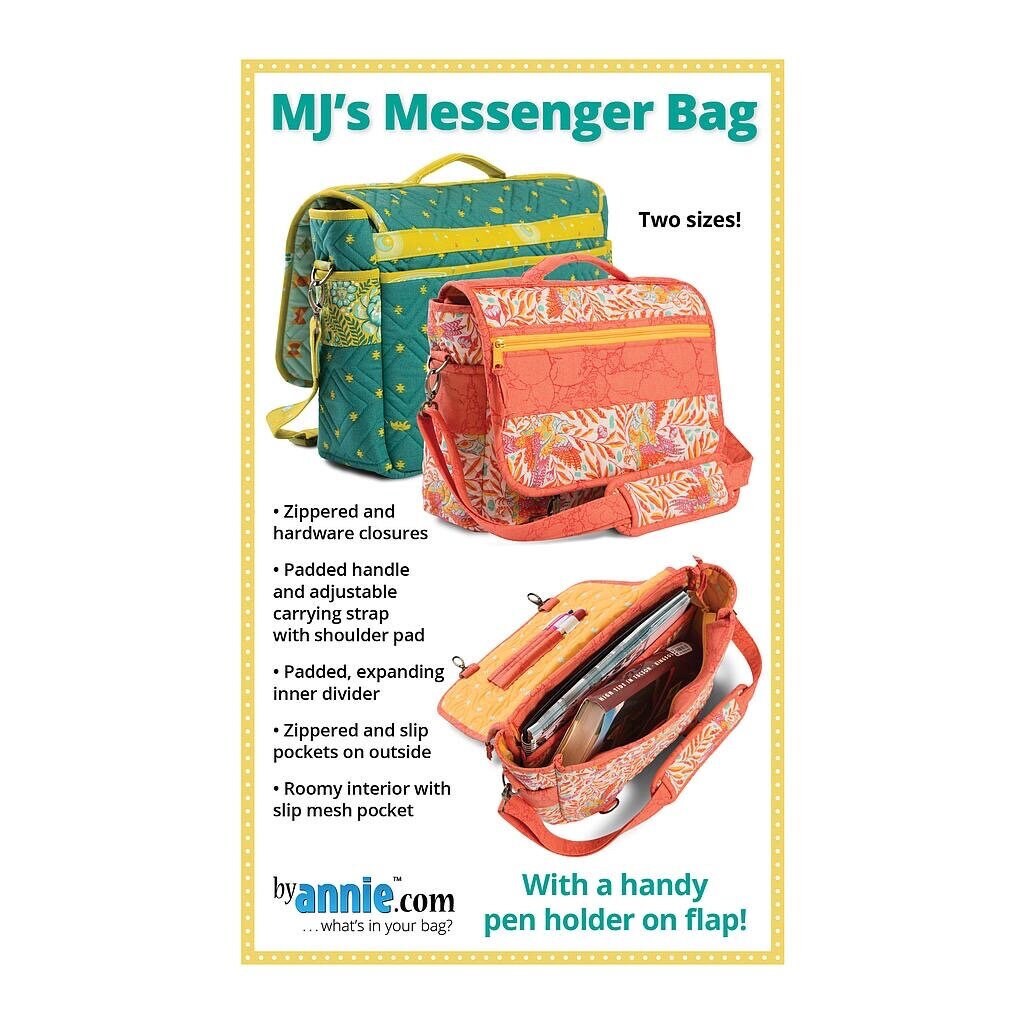 ByAnnie MJ's Messenger Bag Pattern (2 Size Variations Per Pattern) (14 Colors of 18"x54" Mesh Packs Sold Separately)