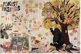 Laura Heine Forest Friends Collage Wall Quilt Pattern Finished Size: 34"x24"