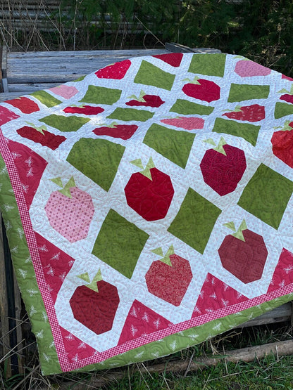 Laugh Yourself Into Stitches Strawberry Patches Quilt Pattern Finished Size: 59"x81"