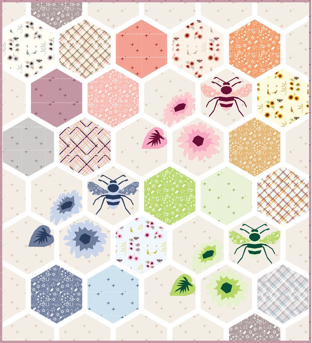 Violet Craft The Honeycomb Abstractions: A Foundation Paper Piecing Project Pattern (3 Size Variations Per Pattern)