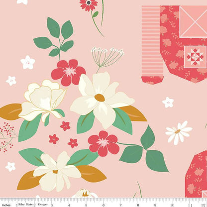 WIDEBACKS! Riley Blake Lori Holt Bee Vintage Fabric Collection Pink Flowers Wideback ( 107"-108" Width) Premium 100% Cotton Fabrics