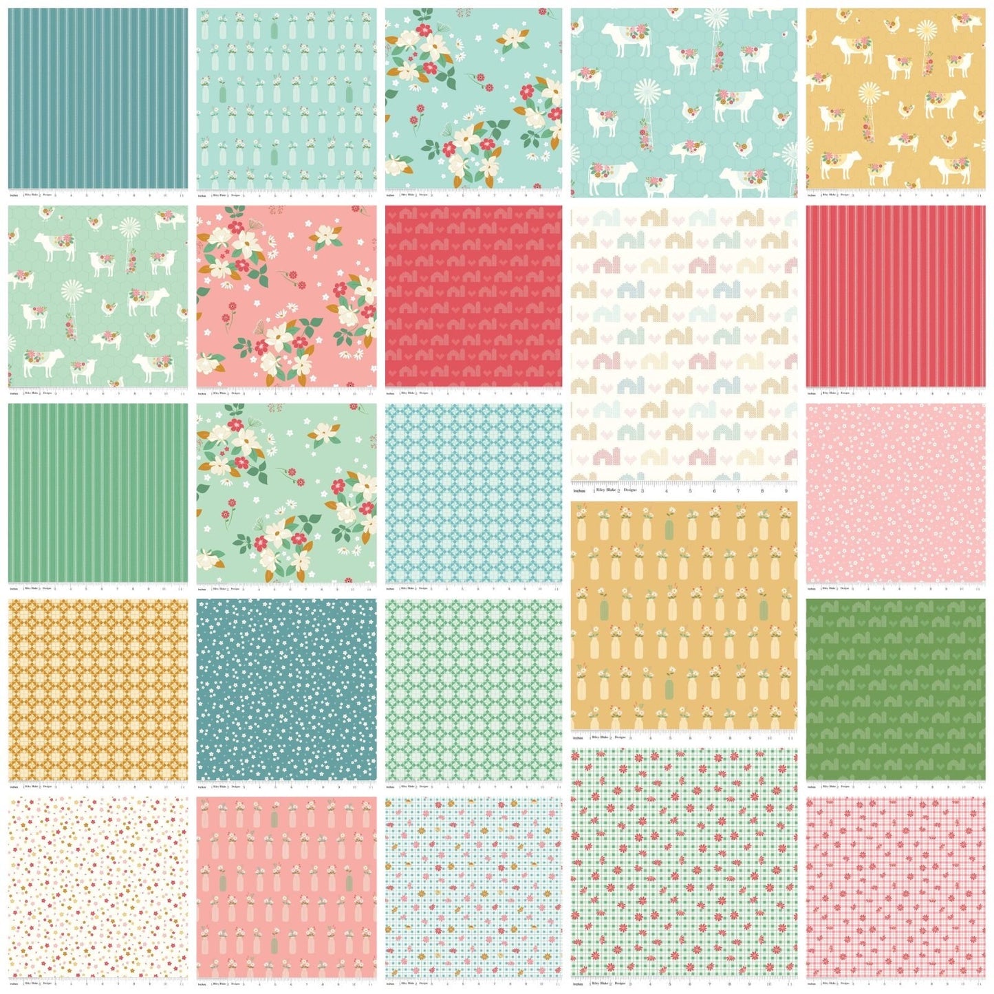 WIDEBACKS! Riley Blake Lori Holt Bee Vintage Fabric Collection Pink Flowers Wideback ( 107"-108" Width) Premium 100% Cotton Fabrics