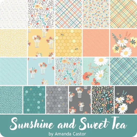 Riley Blake Sunshine & Sweet Tea Fabric Collection 2.5" Rolie Polie (40 Pieces)