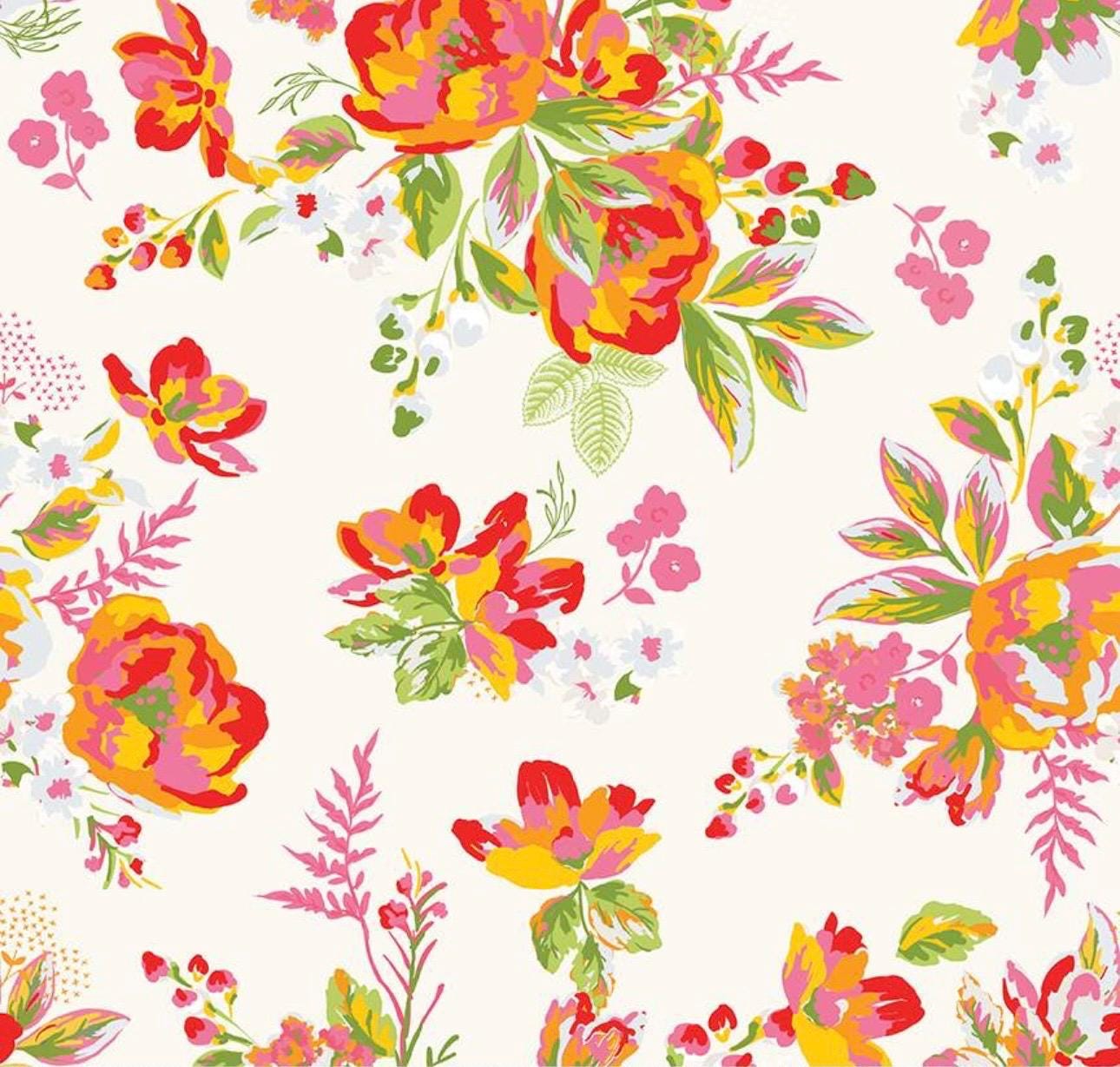 WIDEBACKS! Riley Blake My Mind's Eye Picnic Florals Fabric Collection Floral on Cream Wideback ( 107"-108" Width) Premium 100% Cotton