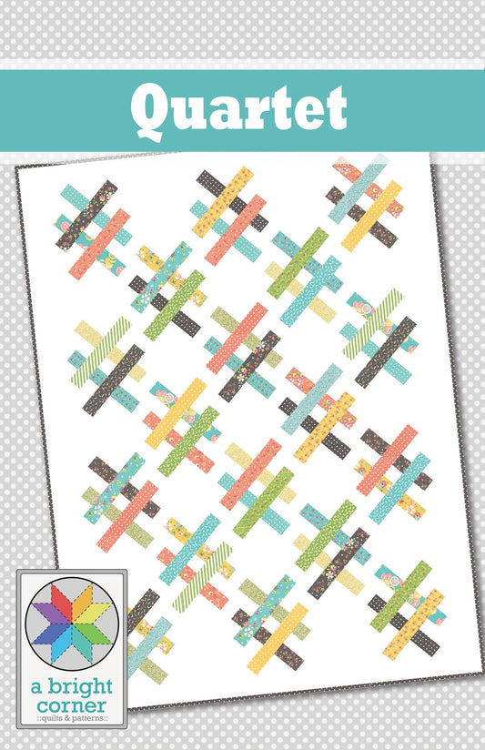 A Bright Corner Quartet Quilt Pattern (4 Size Variations Per Pattern)