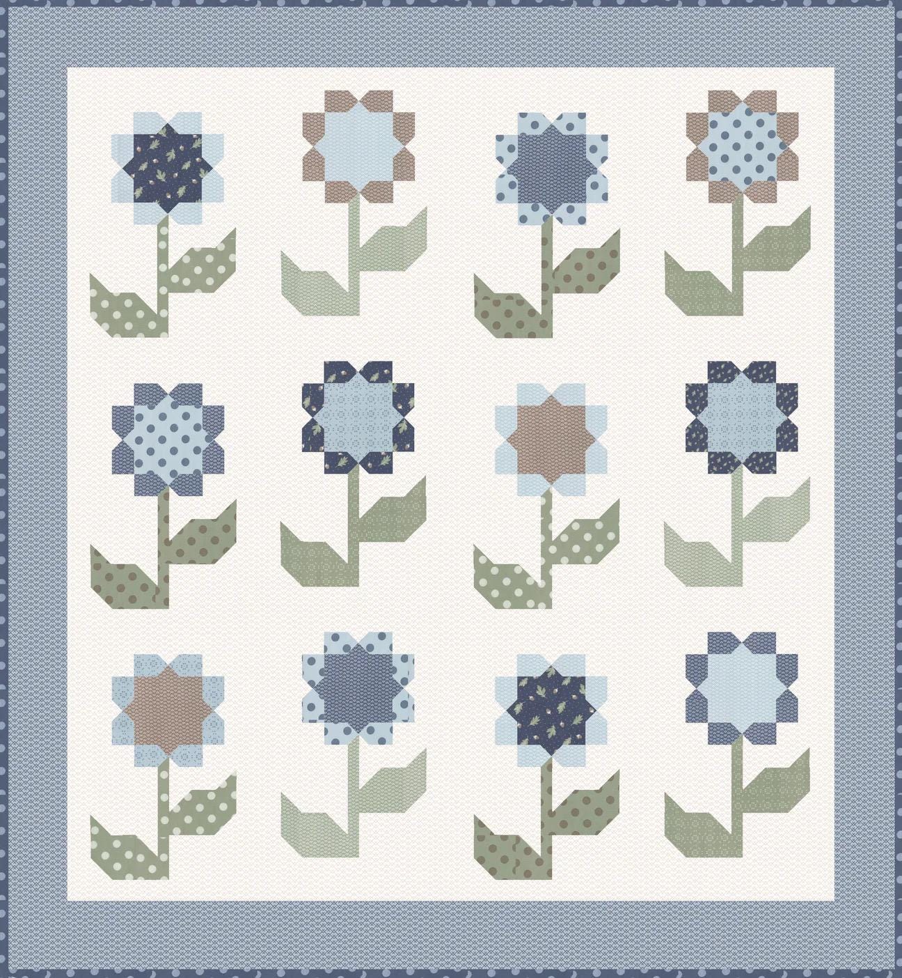 Lella Boutique Cottage Blossoms Quilt Pattern Finished Size: 77"x81.5"