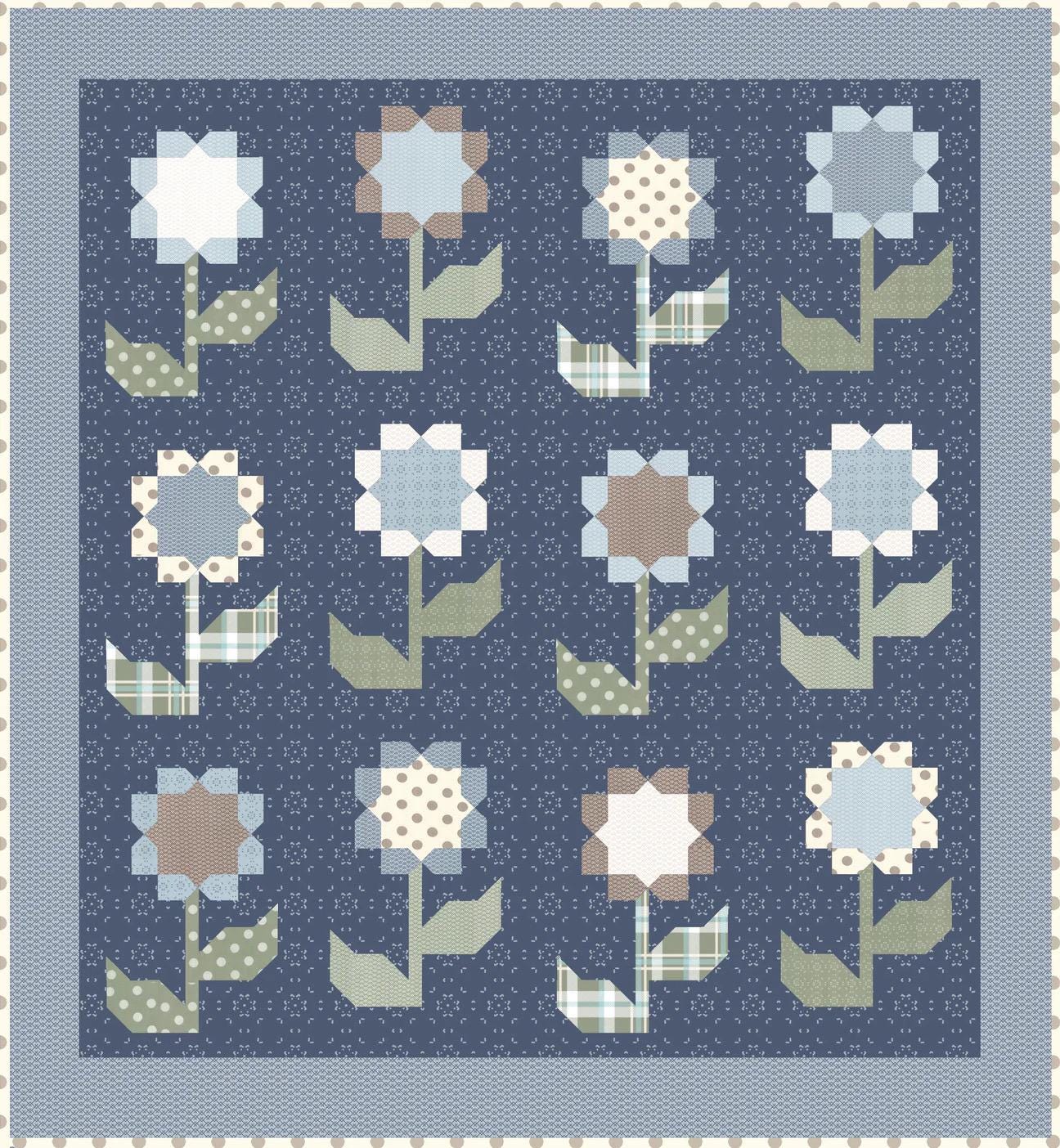 Lella Boutique Cottage Blossoms Quilt Pattern Finished Size: 77"x81.5"