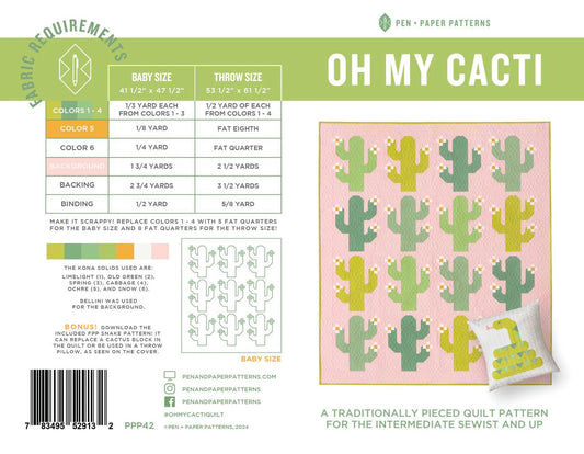 Pen + Paper Patterns Oh My Cacti Quilt Pattern - 2 Size Variations Per Pattern (Optional Fineline Glue Tip Applicators)