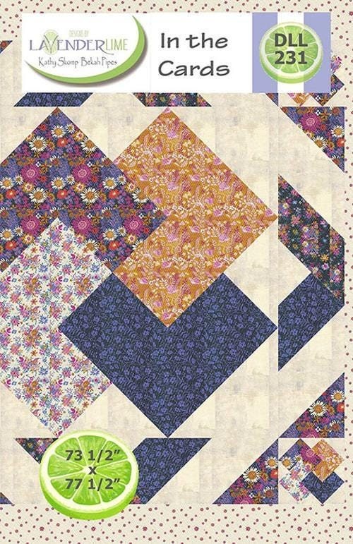 LavenderLime In The Cards Quilt Pattern Finished Size: 73.5"x77.5"