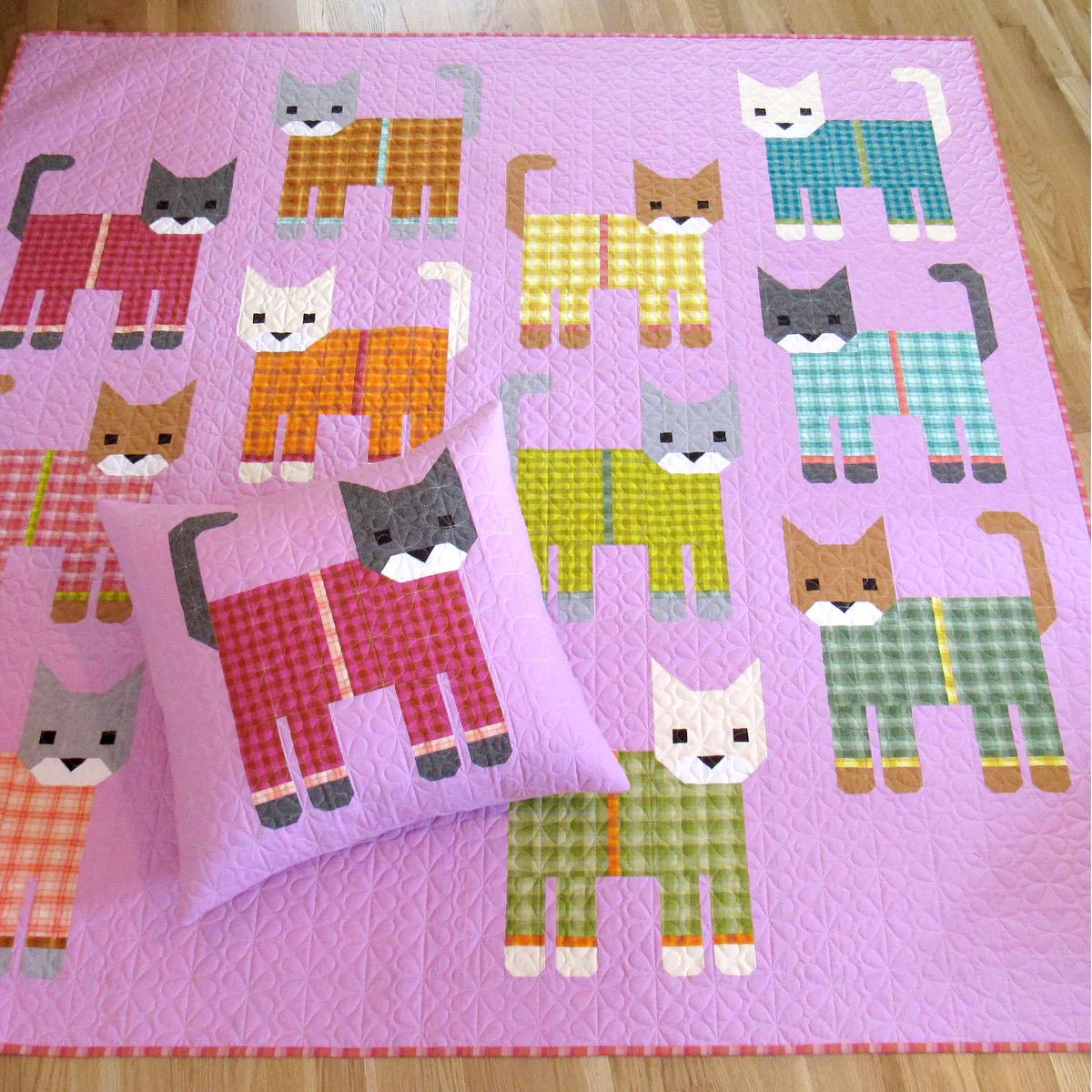 Elizabeth Hartman Cats in Pajamas Quilt Pattern - 3 Size Variations Per Pattern