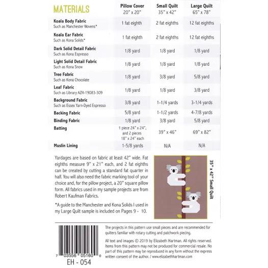 Elizabeth Hartman Koalas Quilt Pattern - 3 Size Variations Per Pattern