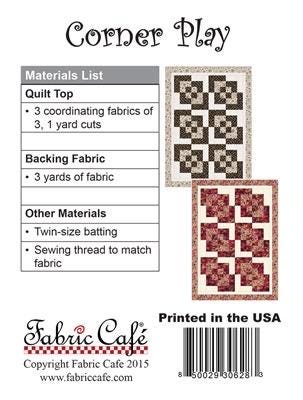 Fabric Cafe Corner Play Quilt Pattern Finished Size 45"x63"