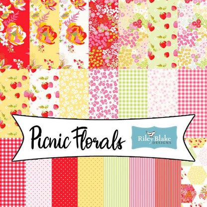 Riley Blake My Mind's Eye Picnic Florals Fabric Collection 2.5" Rolie Polie (40 2.5" Strips Per Roll)