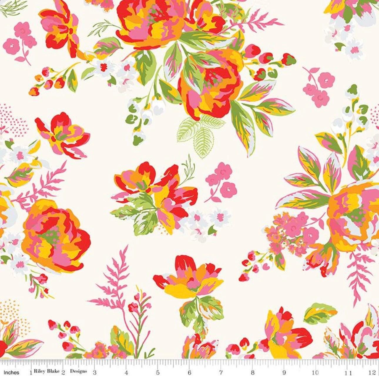 WIDEBACKS! Riley Blake My Mind's Eye Picnic Florals Fabric Collection Floral on Cream Wideback ( 107"-108" Width) Premium 100% Cotton