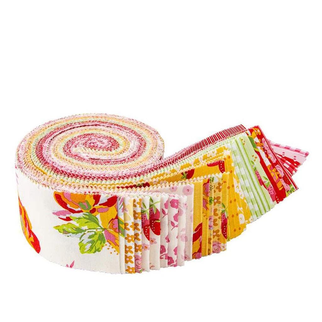 Riley Blake My Mind's Eye Picnic Florals Fabric Collection 2.5" Rolie Polie (40 2.5" Strips Per Roll)