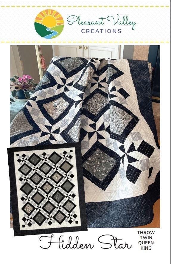 Pleasant Valley Creations Hidden Star Quilt Pattern (4 Size Variations Per Pattern)