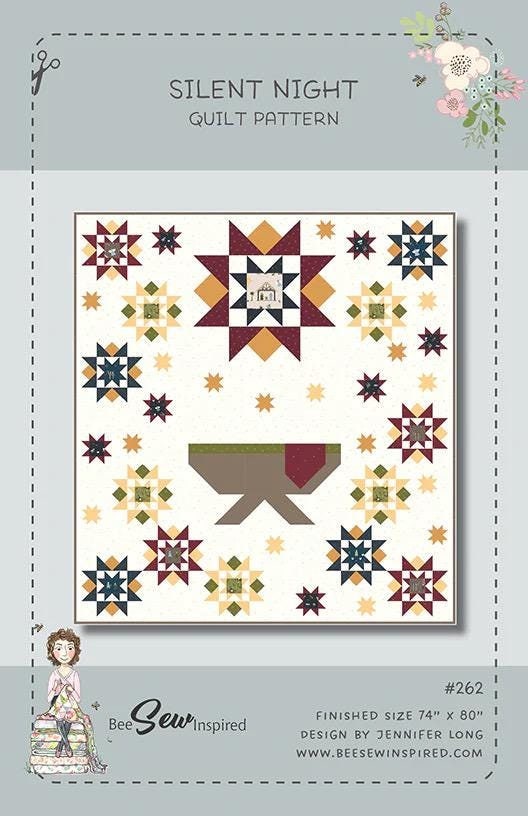 Bee Sew Inspired Silent Night Quilt Pattern Finished Size: 74"x80"