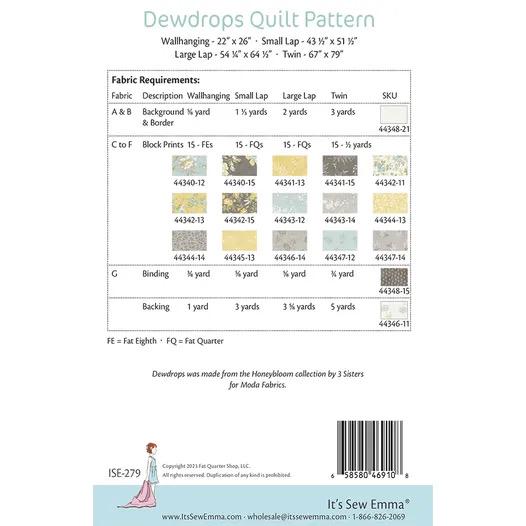 It’s Sew Emma Dewdrops Quilt Pattern - 4 Size Variations Per Pattern