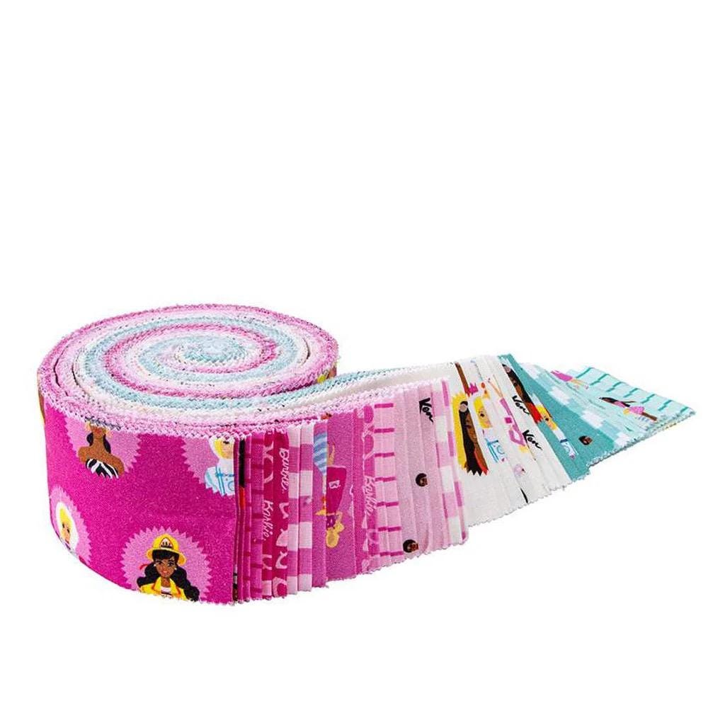 Riley Blake Barbie World Fabric Collection 2.5" Rolie Polie (40 2.5" Strips Per Roll)