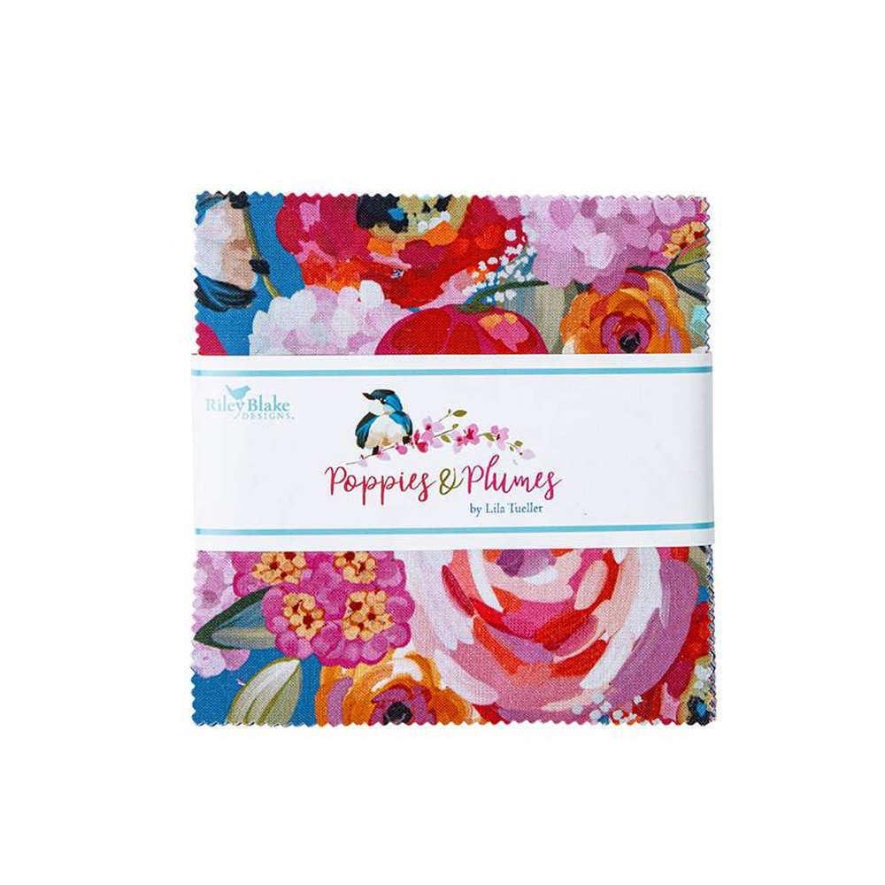 Riley Blake Poppies & Plumes Fabric Collection 5" Stacker (42 Pieces Per Bundle)