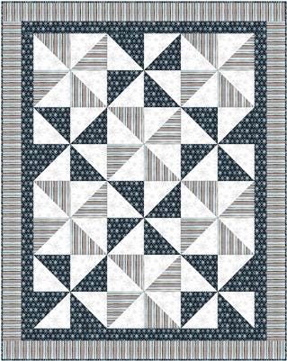 Fabric Cafe It’s a Breeze Quilt Pattern (uses only 3YDS of fabric) Finished Size 46” x58”