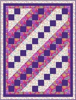 Fabric Cafe Jacob’s Ladder Quilt Pattern (uses only 3YDS of fabric) Finished Size 44”x58”