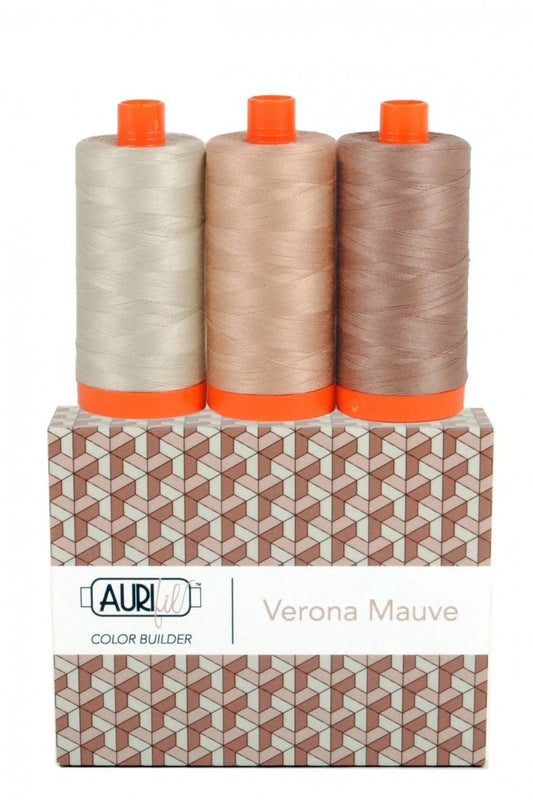 Aurifil Verona Mauve Color Builder 3-Large Spool Thread Set 50WT