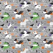 Camelot Unicorns Always in Season Fabric Collection Unicorn Mummies on Grey