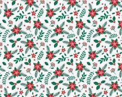 Camelot Unicorns Always in Season Fabric Collection Christmas Poinsettias on Cream