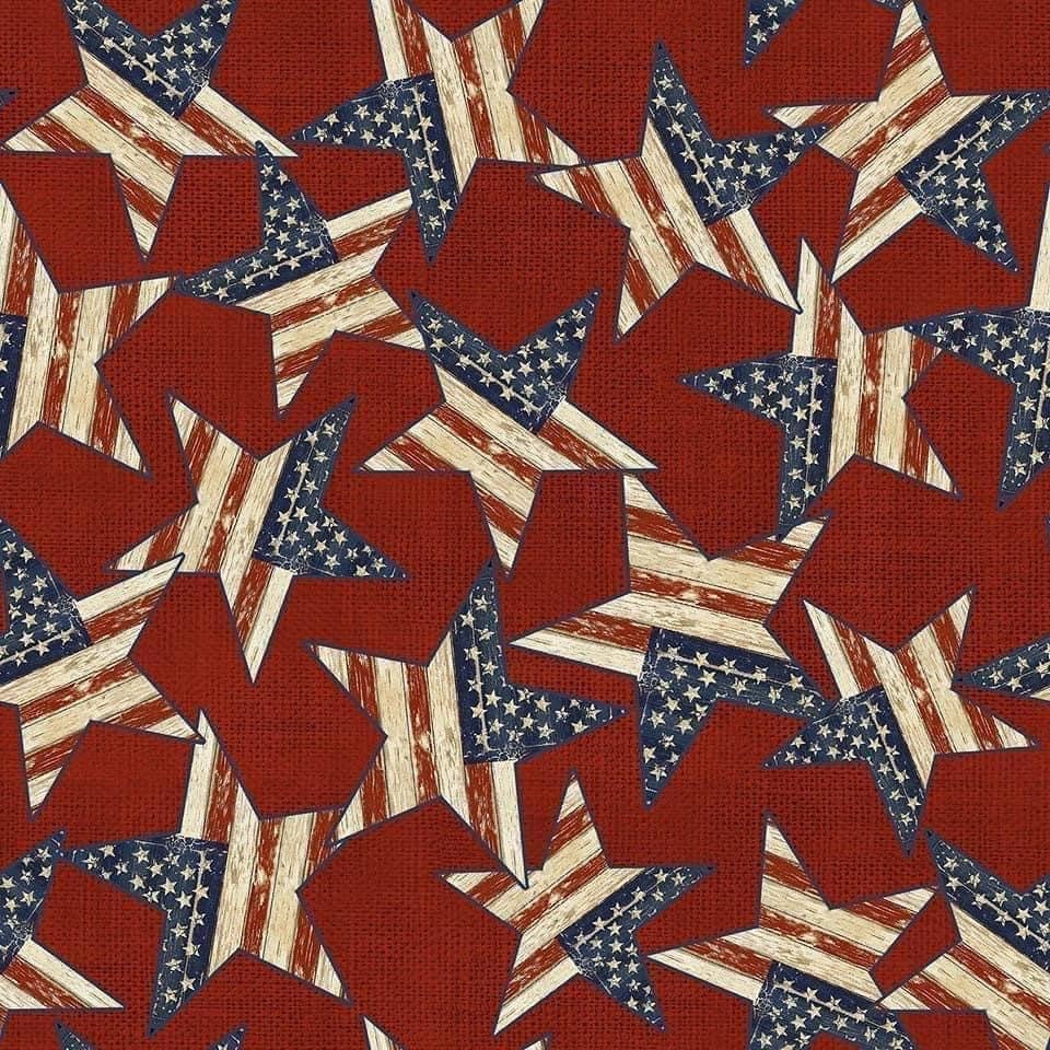 3Wishes Patriotic Summer Fabric Collection Stars on Red