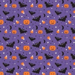 Camelot Unicorns Always in Season Fabric Collection Bats on Purple