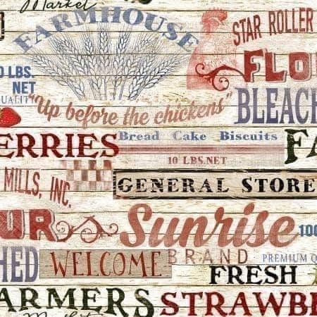 3Wishes Patriotic Summer Fabric Collection Words on Cream