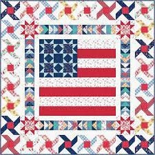 Charisma Horton Small Town America Quilt Kit Featuring Kimberbell Red, White, and Bloom Fabric Collection Finished Size: 48"x48"