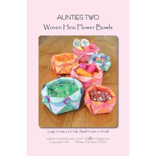 Aunties Two Decorative Woven Hexi Flower Bowls Pattern