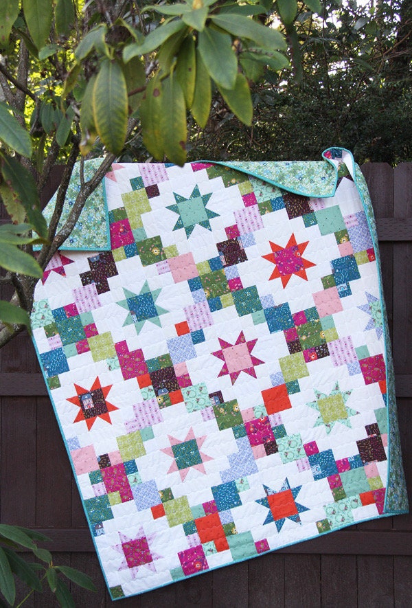 Cluck Cluck Sew Brightly Quilt Pattern  - 4 Size Variations Per Pattern