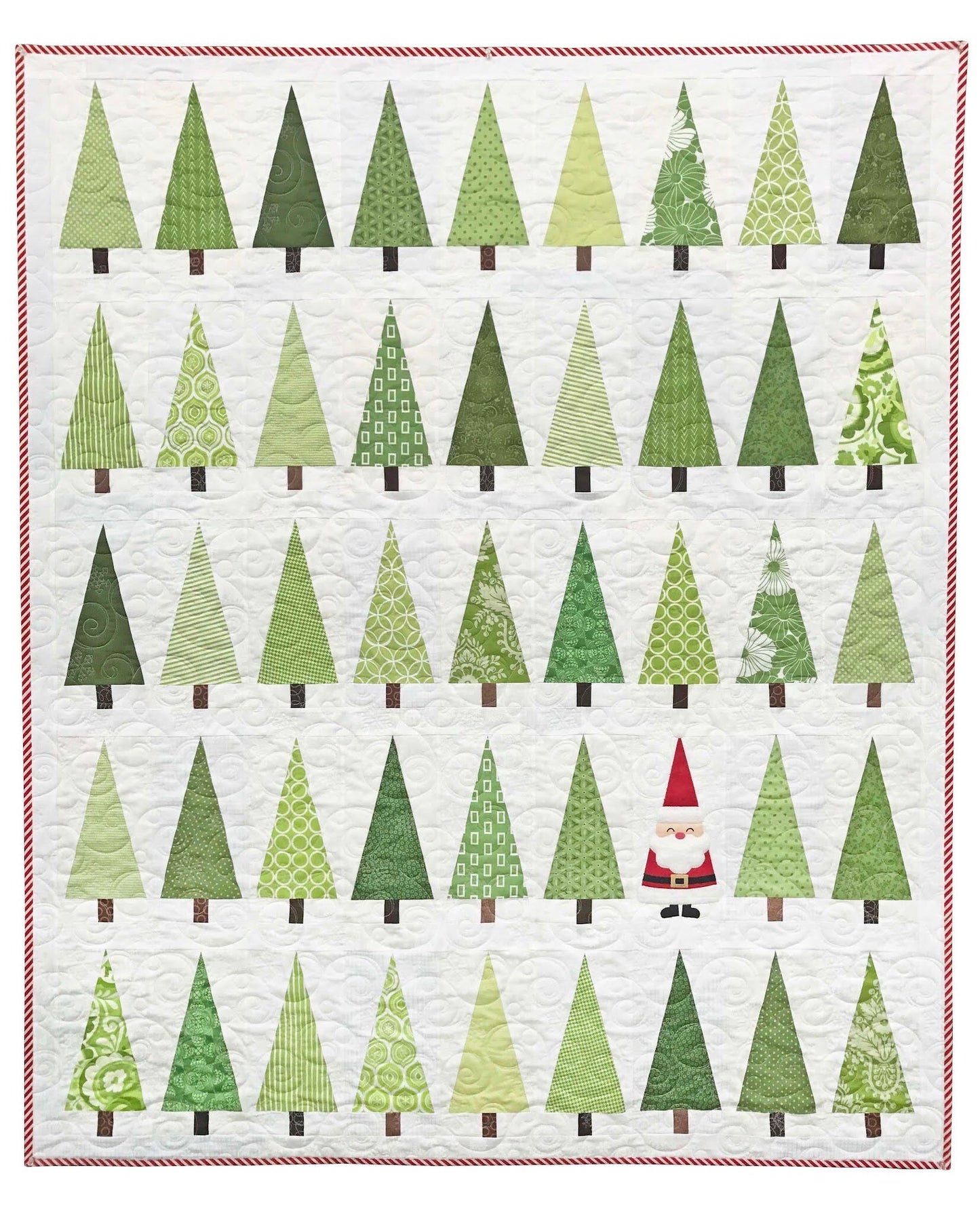 AHHH...Quilting Santa in the Trees Quilt Pattern Finished Size:  50"x60"