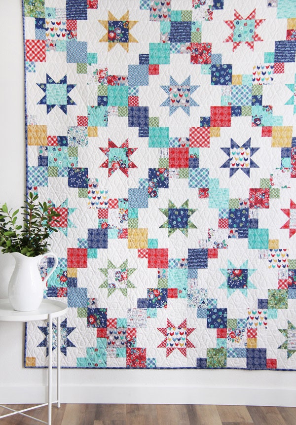 Cluck Cluck Sew Brightly Quilt Pattern  - 4 Size Variations Per Pattern