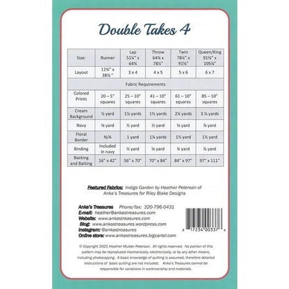 Anka's Treasures Double Takes 4 Quilt Pattern - 5 Size Variations Per Pattern